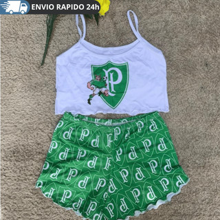 Pijama Feminino Alcinha Palmeiras Luxo Tamanho Único