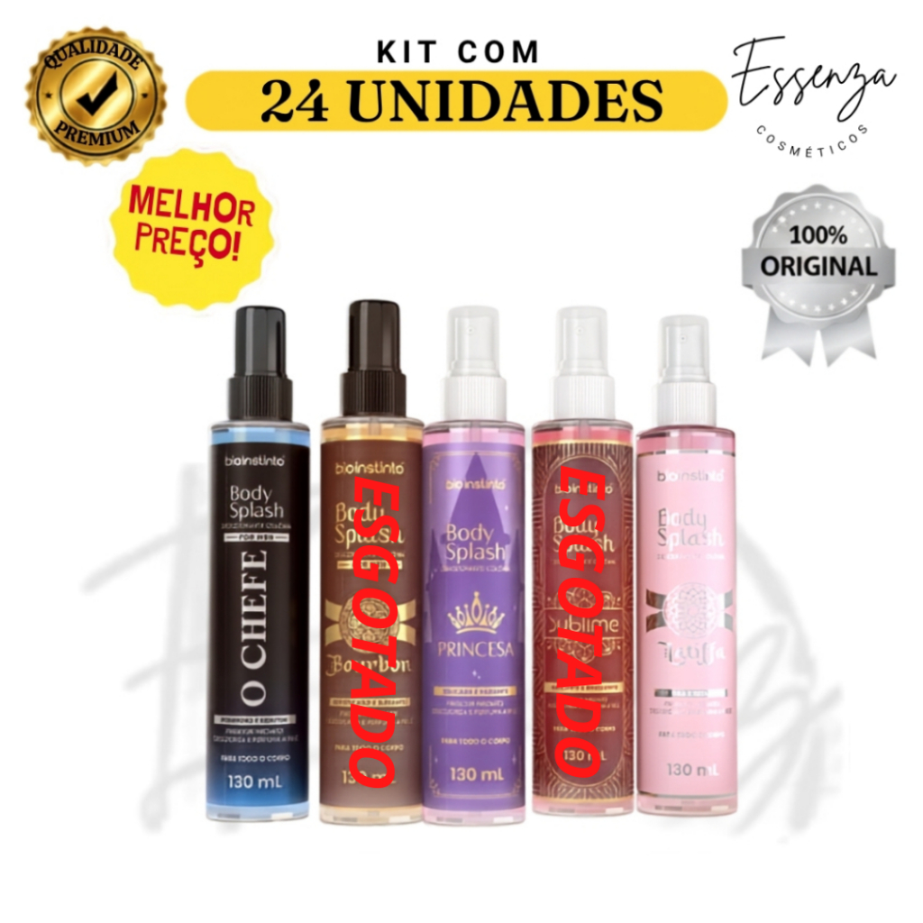 24 UND NOVO BODY SPLASH PERFUMARIA FINA(PODE ESCOLHER)130ML PERFUME CORPORAL REFRESCANTE VARIAS FRAGRÂNCIAS