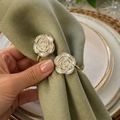 Kit Com Porta Guardanapos De Argola Mesa Posta Casamento Festas