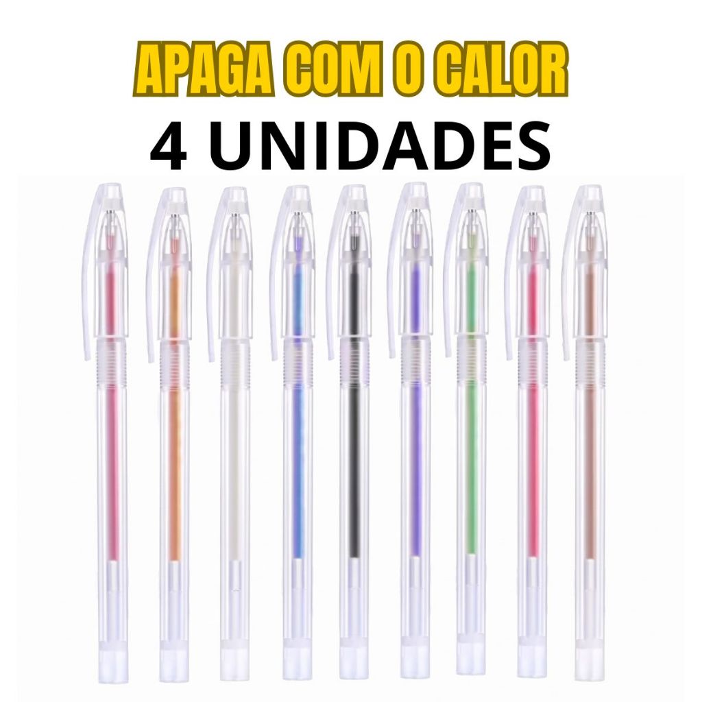4 Canetas Fantasminha Apaga com Calor tecido Costura Alfaiate