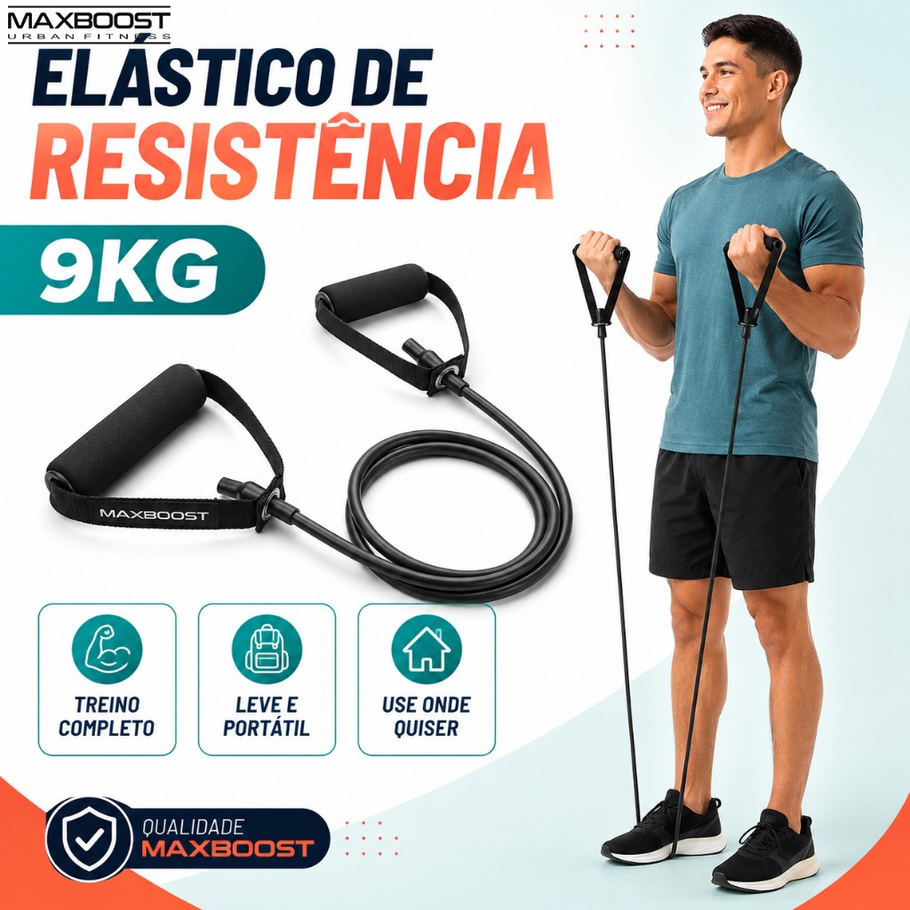 Elástico de Resistência Maxboost 9kg com Pegadores para Musculação Treino Funcional Fitness em Casa