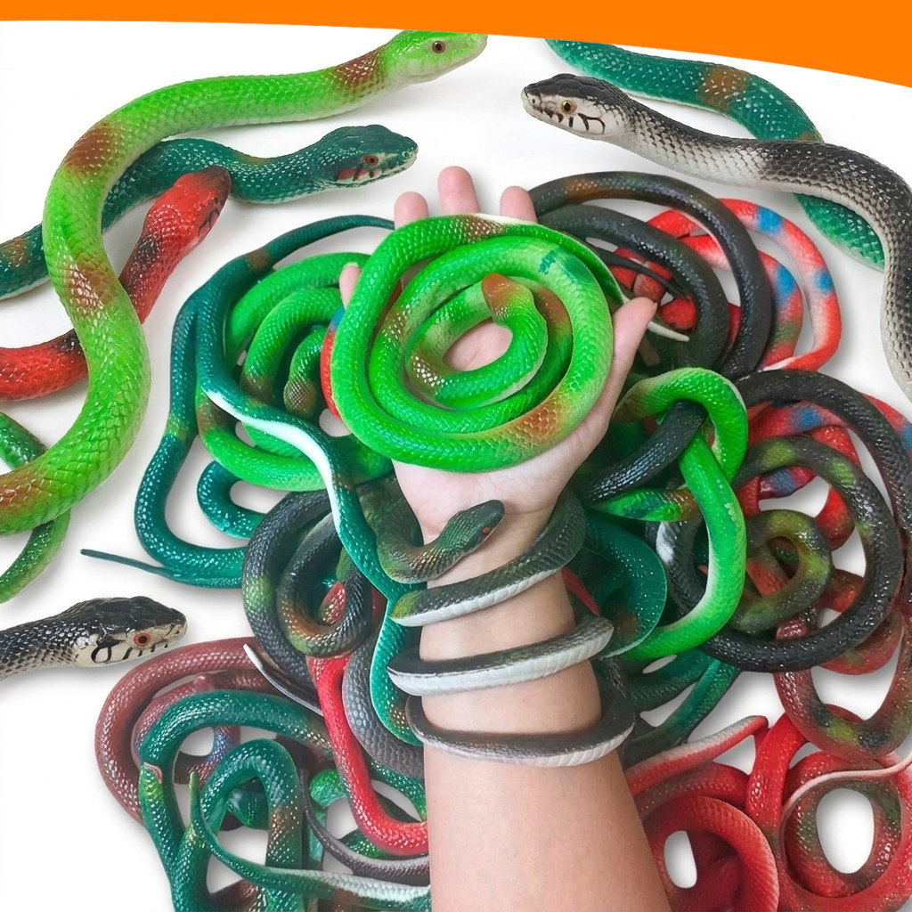 Conj Cobras Realistas De Borracha  Brinquedo 75CM  Para Pegadinha Halloween Trolagem Tiktok