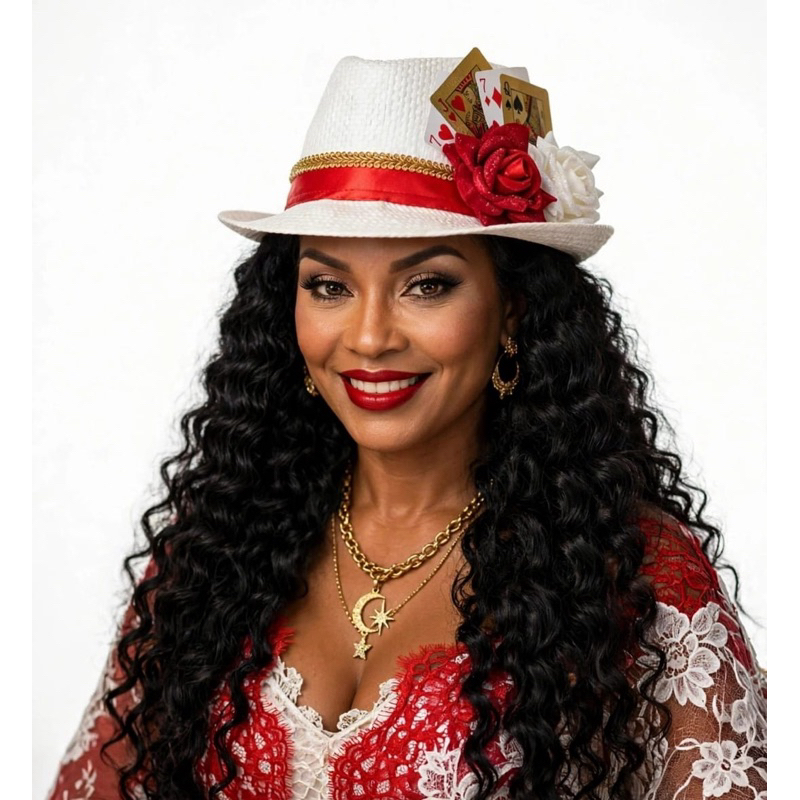 chapéu Panamá maria navalha Luxo branco , malandra, malandragem umbanda candomblé personalizado
