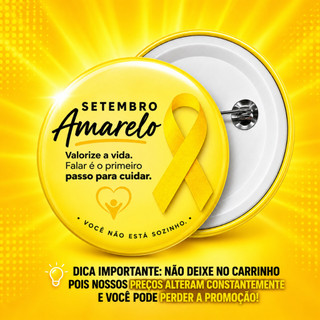 20 Bottons Boton Broche Pin Botom Setembro Amarelo Personalizado empresa eventos