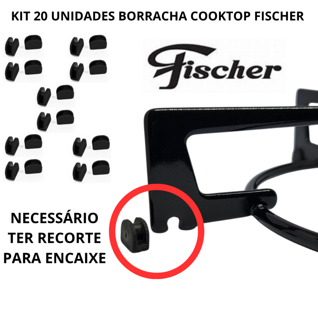 Imagem Borracha da Trempe Grade Cooktop Fogão Fischer - 20 Peças