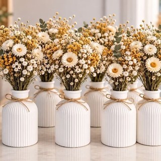 Kit com 20 Vasos de Gesso Decorativo Centro de Mesa para Casamento Aniversário de 15 Anos, Batizado