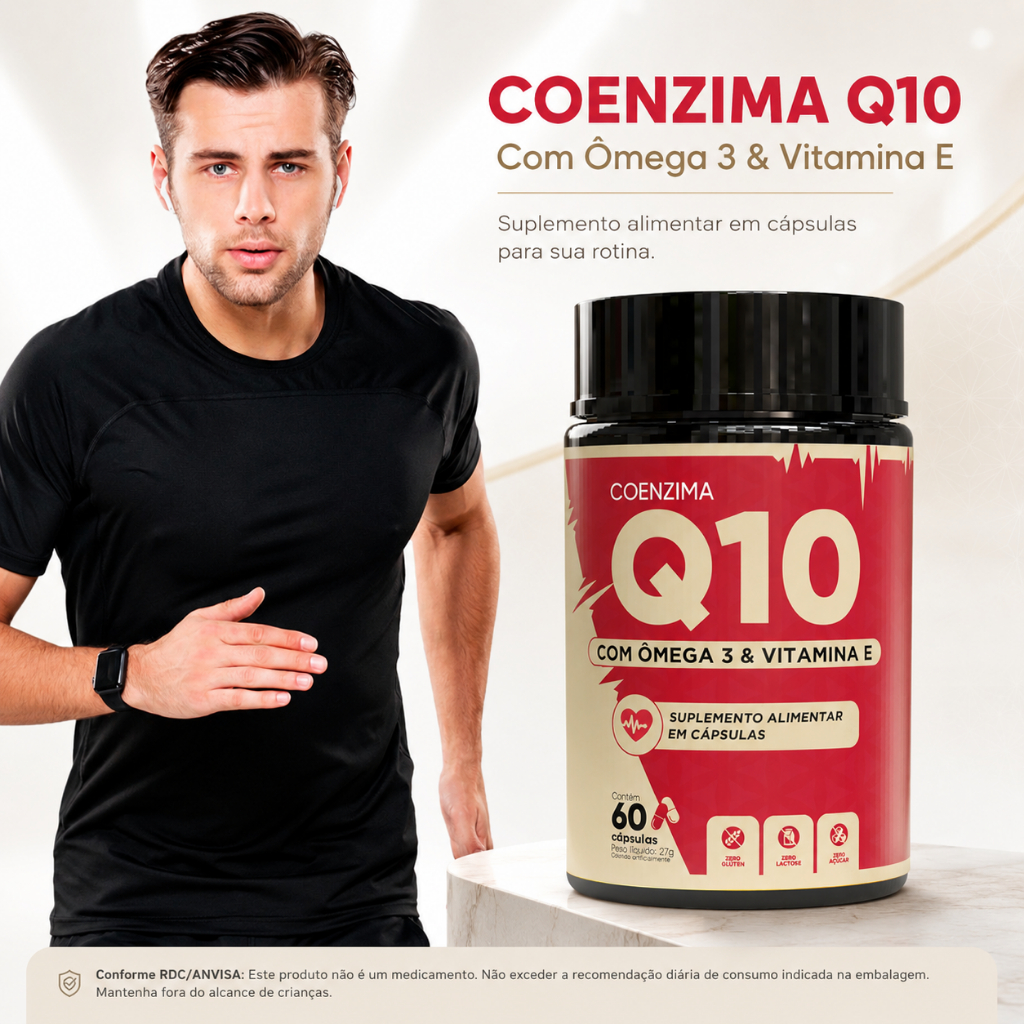 Coenzima Q10 Ômega 3 + Vitamine E Suplemento de Alta Absorção 60 cápsulas - Envio Imediato