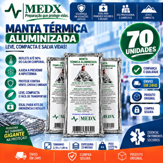 Kit 70 Un Manta Térmica Aluminizado Para Resgate, Emergência e Camping Isolamento Térmico