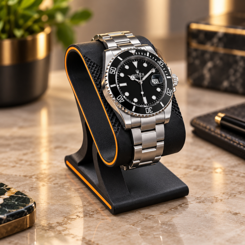 Suporte Para Relógio de Pulso e Smartwatch | Porta Relógio Expositor de Mesa Organizador 3D Preto