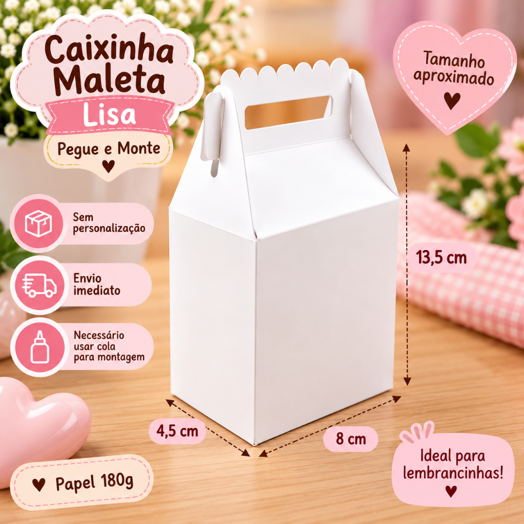 Caixinha Maleta Lisa (Pegue e Monte) branca– Base Perfeita para a Sua Criatividade!