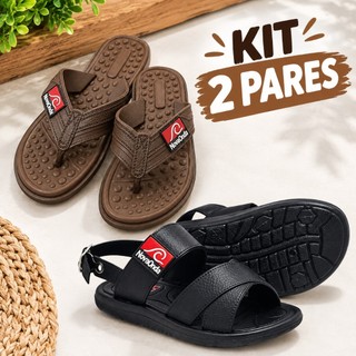 Kit 2 Pares Sandalia Infantil Masculino Nova Onda  + Chinelo Infantil masculino ortopedico conforte
