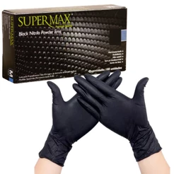 Kit 2 luva Descartável Nitrílica preta Sem Pó Supermax 200 Unidades