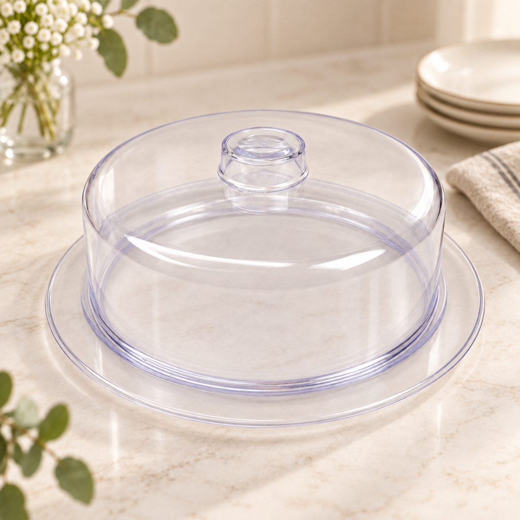Porta Bolo 23,0 cm Plástico Cristal Transparente Boleira Tampa