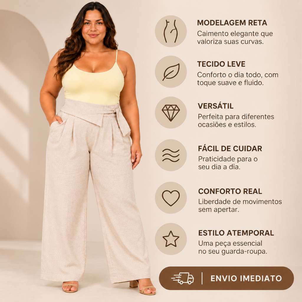 Calça Duna Linho Feminina Cintura Alta Conforto Estilo e Elegância — imagem 2 de 2