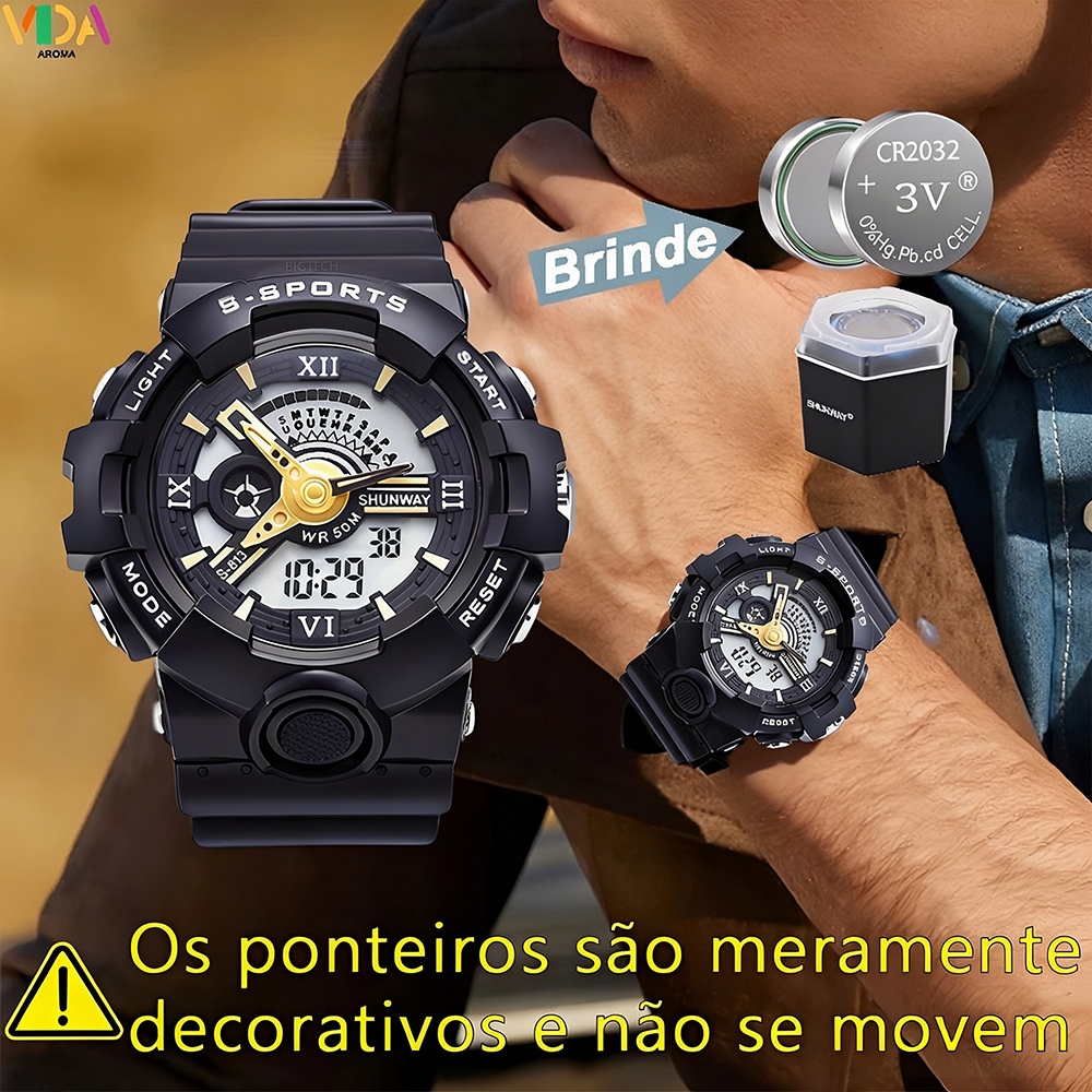 Relógio Masculino A Prova D Água Digital Esportivo Relogios Militar Led Presente Para Homem