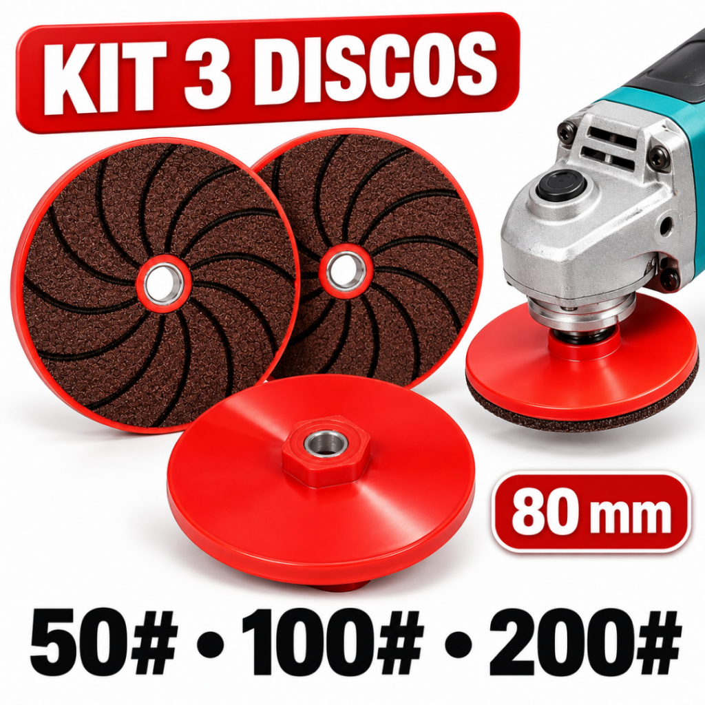 Disco de Polimento para Azulejos de Cerâmica, 3 Peça, 80mm,  Almofada de Moagem de Borda Úmida e Seca