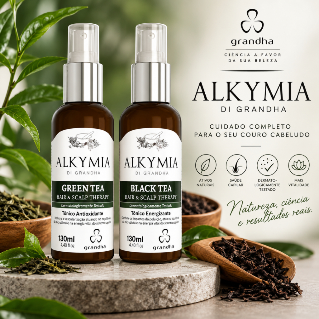 Kit Grandha Alkymia Green Tea + Black Tea Tônico Capilar Hair & Scalp Therapy 130ml
