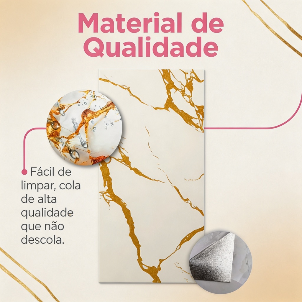 Kit 10/20/30 Peças Placas Adesivas 3D Mármore Parede Relevo Lavável Impermeável 60cm x 30cm Decoração Para Casa — imagem 2 de 2