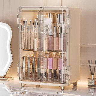 Organizador de Maquiagem Premium com Portas Transparentes e Compartimentos