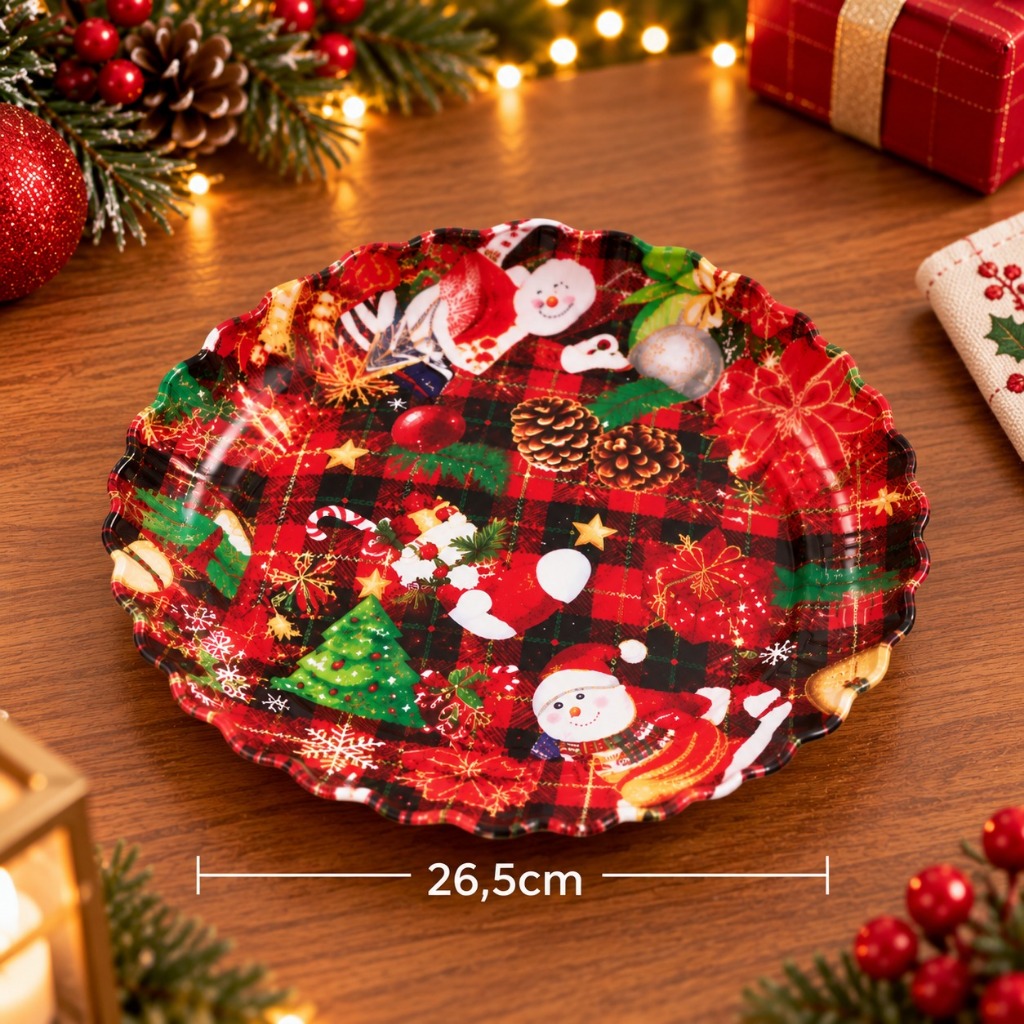 Bandeja Plástica Redonda Natalina 26,5cm Decorativa Para Servir — imagem 2 de 2