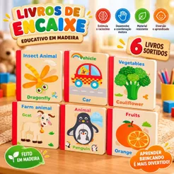 KIT 2 Livros Quebra Cabeça Em Mdf Método Montessori Educacional Infantil Didático VMP