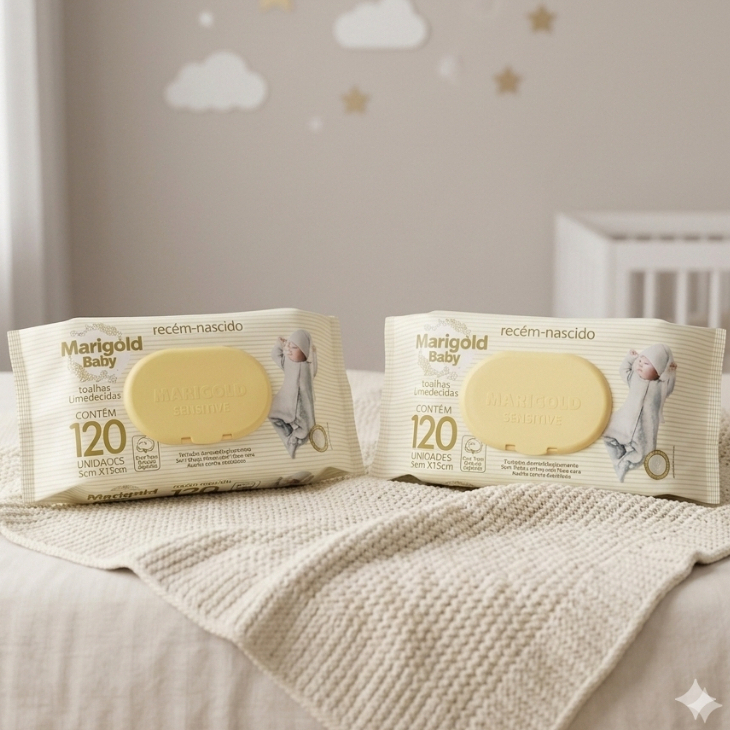 KIT 2 pacotes Lenço umedecido bebê / Toalha Umedecida bebê Recém Nascido Marigold , 240 unid Higiene do Bebê — Oferta Verificada
