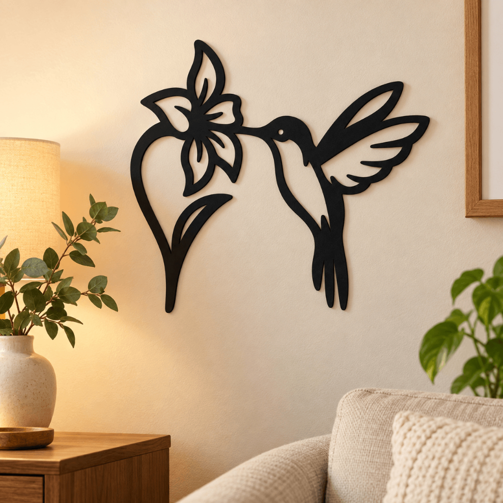 Quadro Decorativo Beija Flor Para Parede MDF Minimalista Moderna