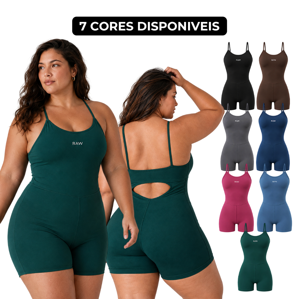 Macaquinho Fitness Academia Plus Size Feminino Zero Transparência Treino Crossfit Pilates Yoga Macaquinho Modelador