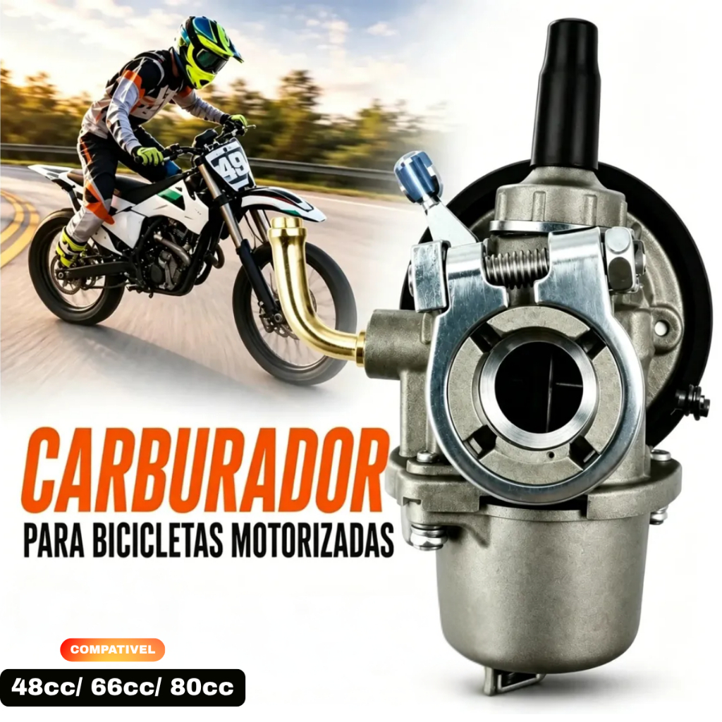 Carburador para Bike Motorizada 2T 80cc com Filtro Embutido Ajustável - Alta Performance