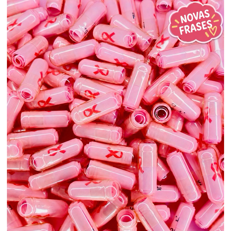 Cápsulas com mensagem motivacional outubro rosa embalagem com 50/100 unidades prevenção lembrancinha de campanha médica