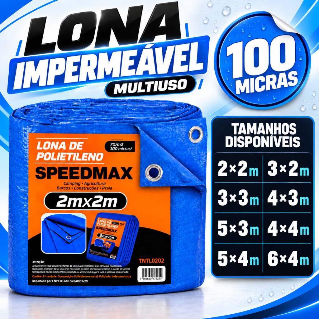 Lona Azul 2x2 2x3 3x3 3x4 3x5 4x4 4x5 4x6 Azul Plastica Impermeavel Festa Telhado Multiuso