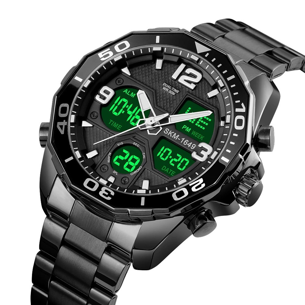 Relógio Masculino Esportivo Skmei 1649 Analógico Digital Led Robusto Ponteiro Luminoso Bisel Giratório Alarme Cronômetro
