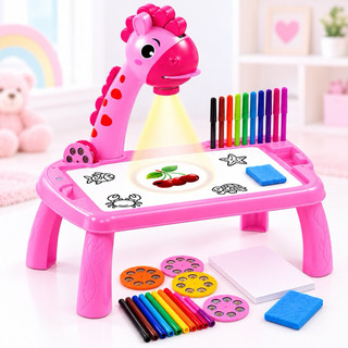 Mesa Projetora Infantil Girafa Lousa Mágica Desenhar Colorir