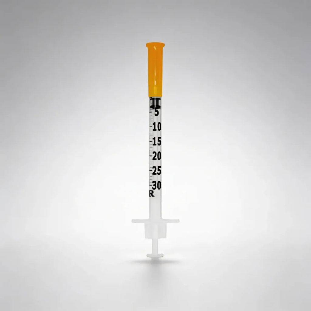 Seringa de Insulina 0,3ml e 30UI com Agulha de 6mmx25mm Fixa Pacote com 10 Unidades