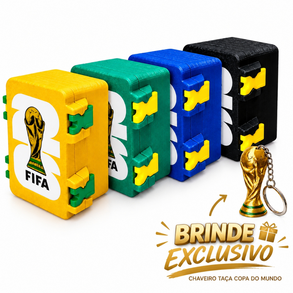 Porta Figurinhas Copa do Mundo 2026 + Brinde Exclusivo / Caixa Organizadora 500 figurinhas com 2 divisorias removíveis