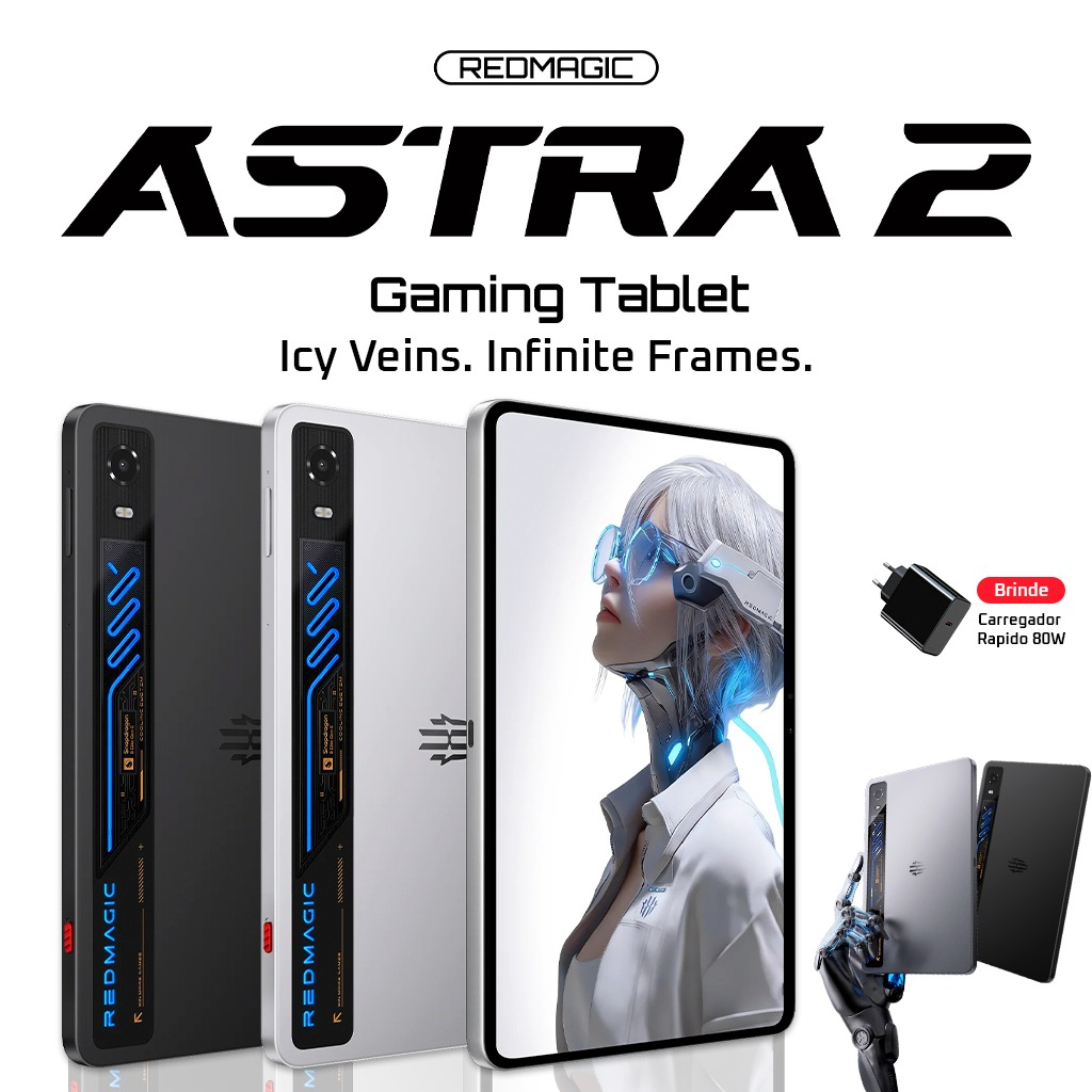 REDMAGIC Astra 2 Gaming Tablet Mini 9.06'' OLED 8300mAh 8 Elite Gen 5,  Refrigeração líquida, 12/16GB+256/512GB