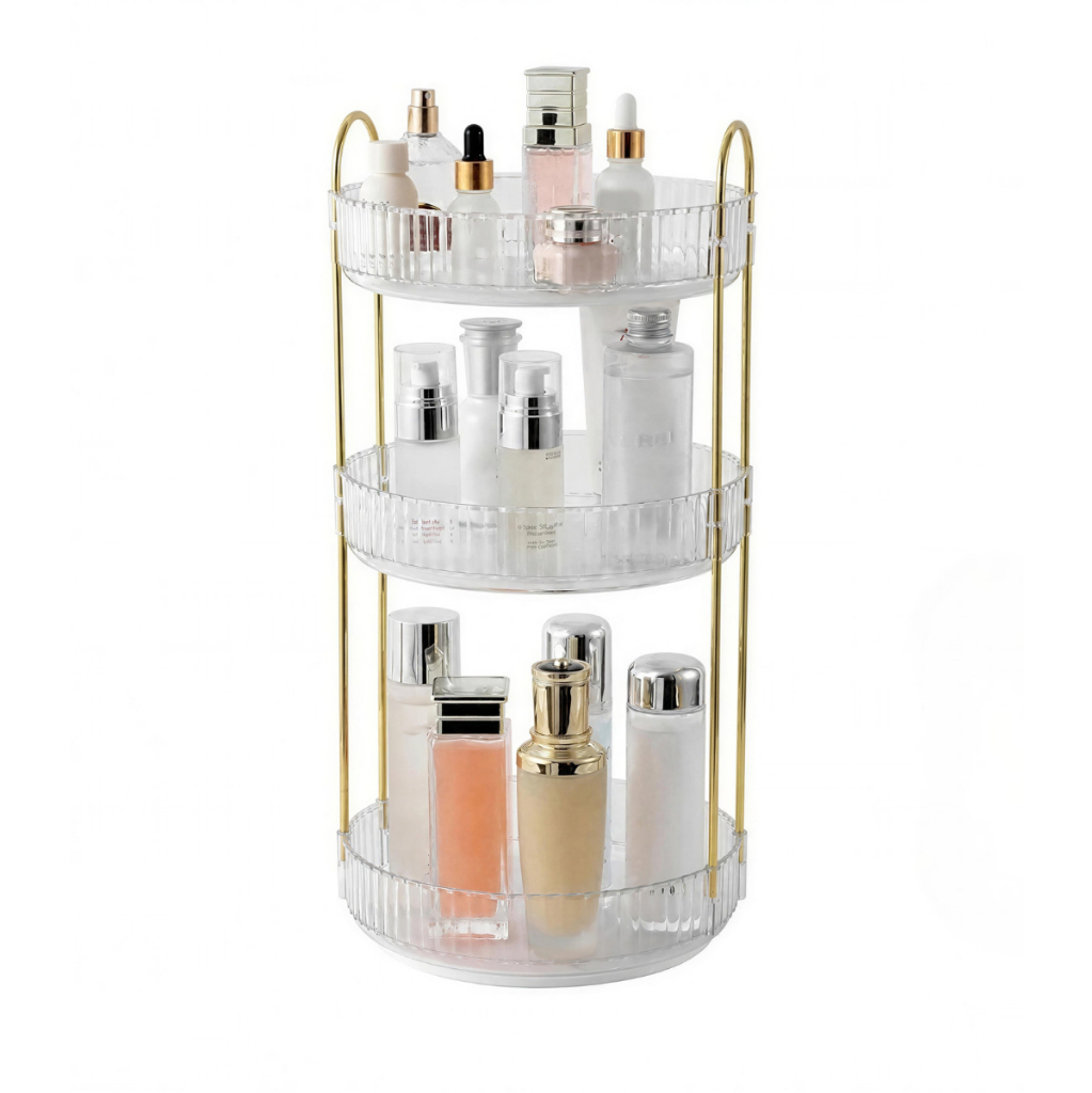Organizador de Maquiagem Giratório – Suporte Multiuso 2/3 Andares p/ Cosméticos e Perfumes