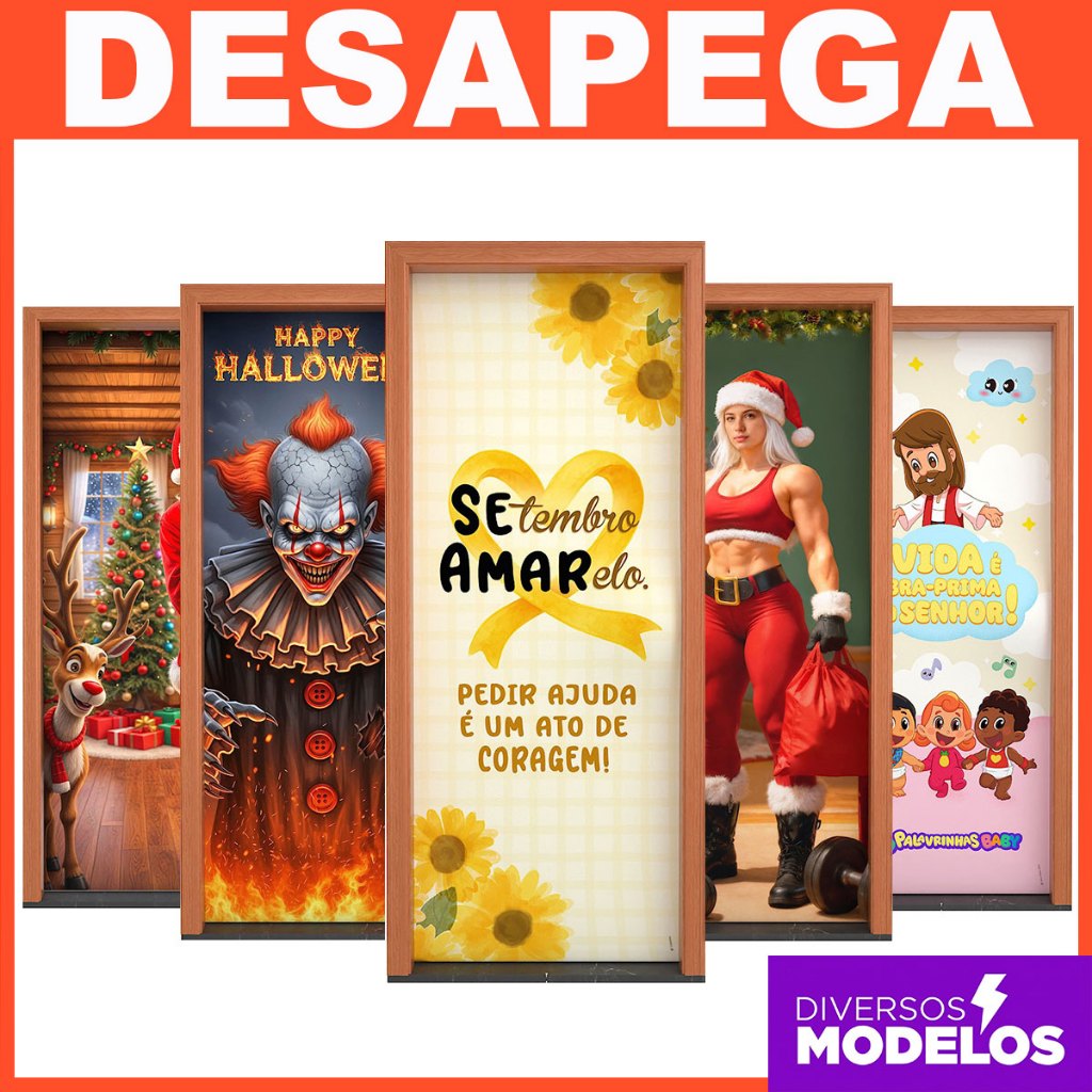 Capa de Porta Decorativa Em Tecido c/Elástico Vários Modelos Veste Fácil - Desapega