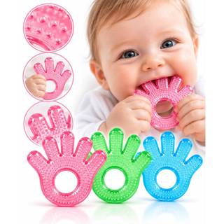 Mordedor de Bebê Mãozinha com Água Gel Massageador Gengivas Alivia Dor Macio Brinquedo Sensorial