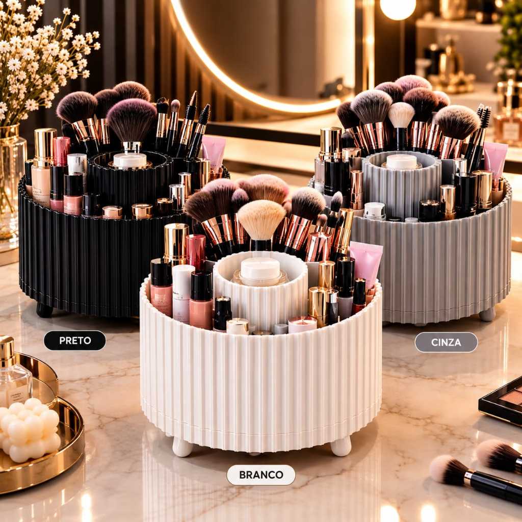 Porta Pincel | Organizador de Mesa suporte Giratório Para Maquiagem Multiuso para Cosméticos Sala Escritório Cozinha.