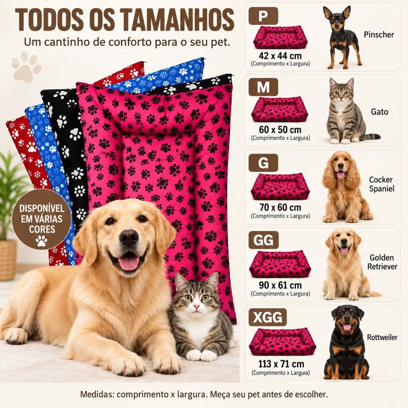 Colchão Pet Impermeável Confortável para Cachorro e Gato Fácil Limpeza cama pet quadrada colchonete p M G Gg EXG gigante