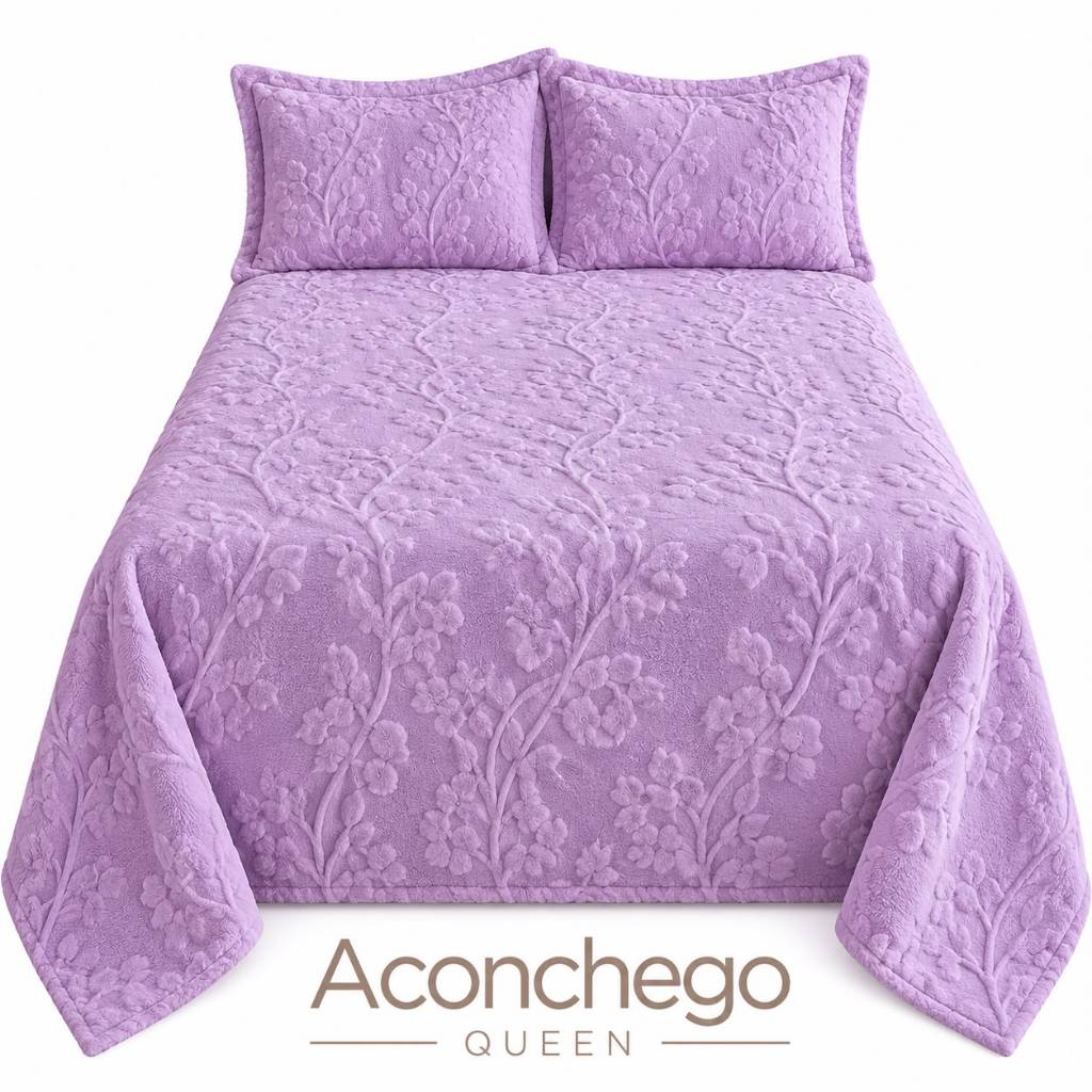 Cobertor Casal 3 pçs ACONCHEGO 2,40X2,60 QUEEN - Acompanha porta travesseiros - Oferta