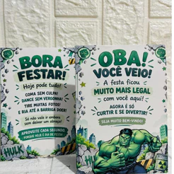 PLAQUINHA , CENTRO DE MESA HULK, HEROIS,LIGA DA JUSTIÇA