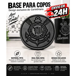 Porta Copos Corinthians | Antiderrapante | Proteção de Mesa | Presente para Torcedor