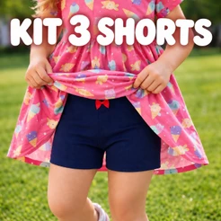 Kit 3 Shorts Cores Sortidas Infantil Menina Segunda Pele Algodão Confortável Bebê | Feminina | Tam 2 ao 12 anos