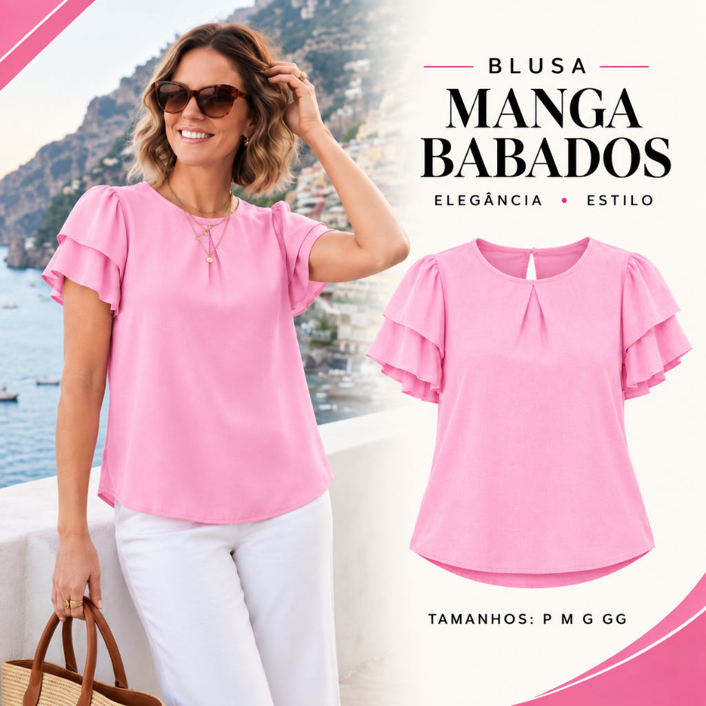 Blusa Feminina Social Manga Curta em Crepinho para Trabalho Moda Evangelica