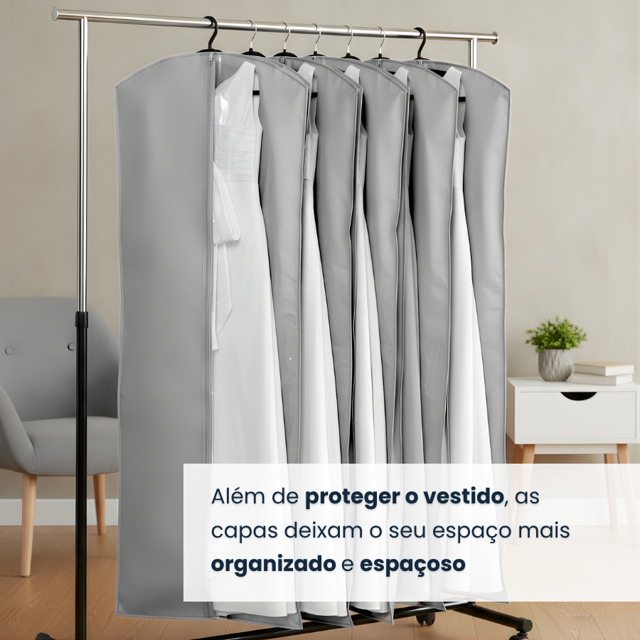 Capa Protetora TNT P/ Roupa Vestido Terno Com Cabide Antimofo Resistente Organização Guarda Roupa — imagem 2 de 2