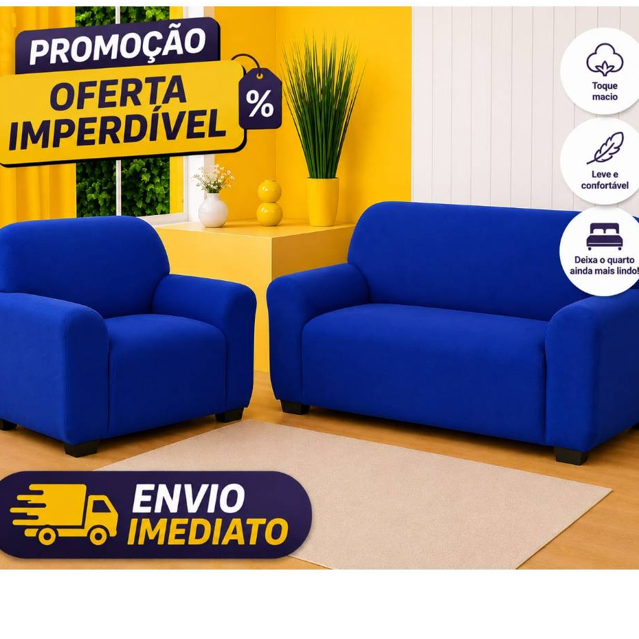 Kit capa para sofá 2 E 3 Lugares Coladinha Malha Gel Top Promoção