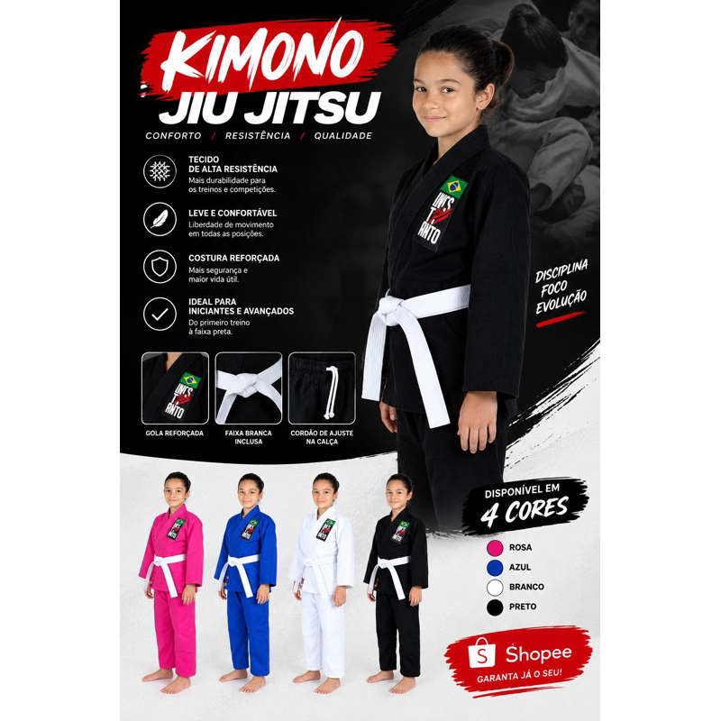Kimono reforçado jiu Jitsu infantil