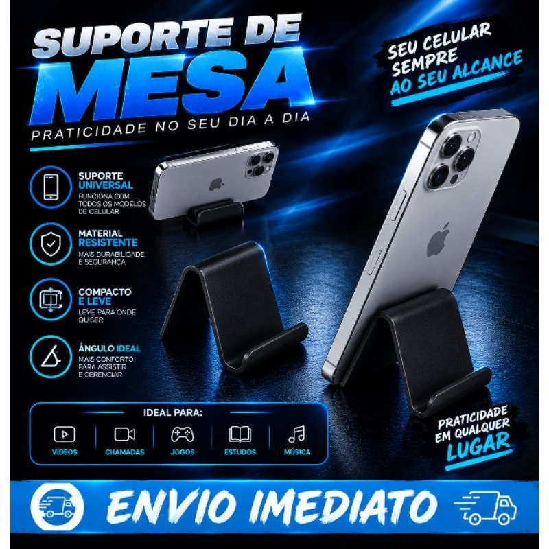 Suporte de Mesa para Celular Universal | Compacto, Resistente e Prático